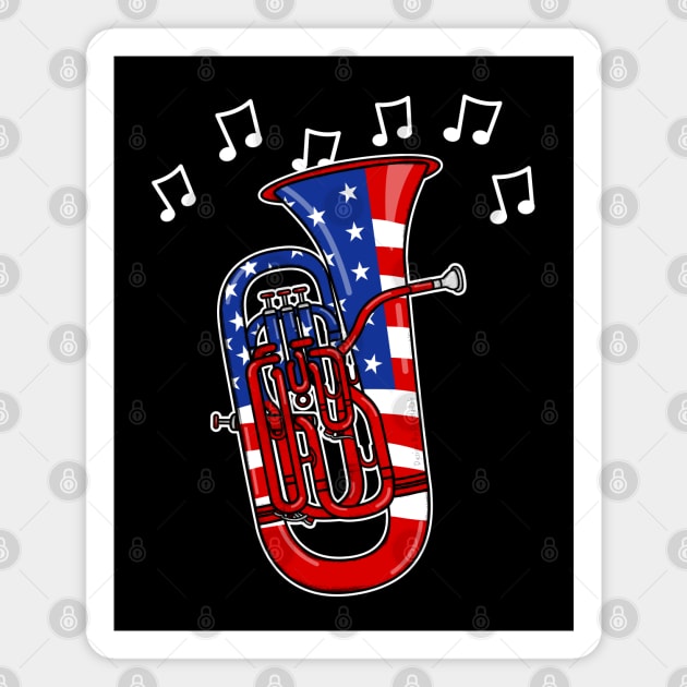 4th July Euphonium American Flag Brass Musician Magnet by doodlerob